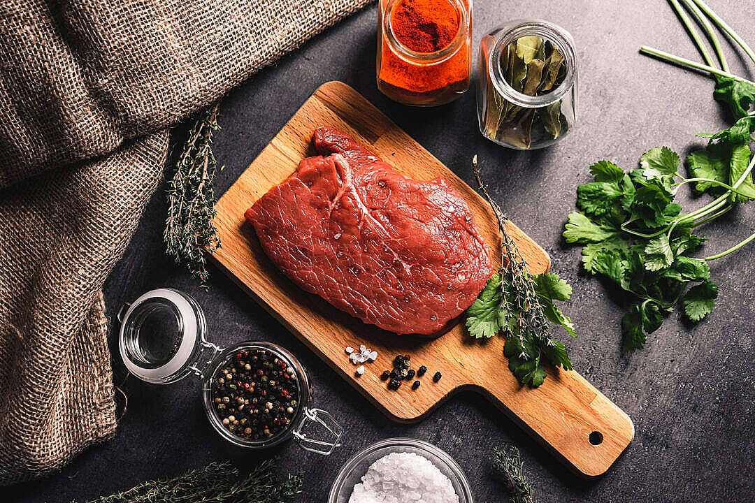 Huawei Honor, beef steak, wooden cutting board, SD Desktop Wallpaper