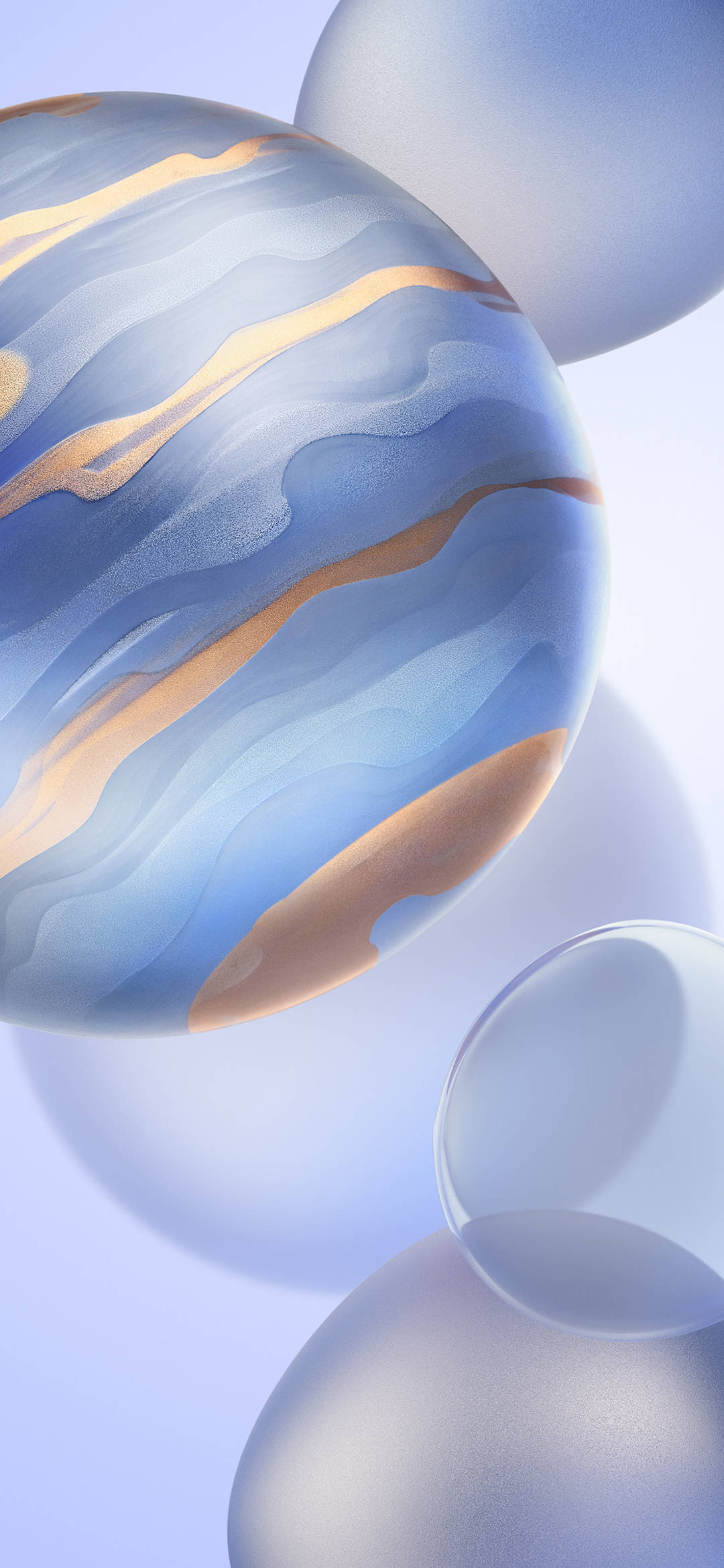 Huawei Honor, bubbles, blue and gold wave patterns, Full HD Phone Wallpaper