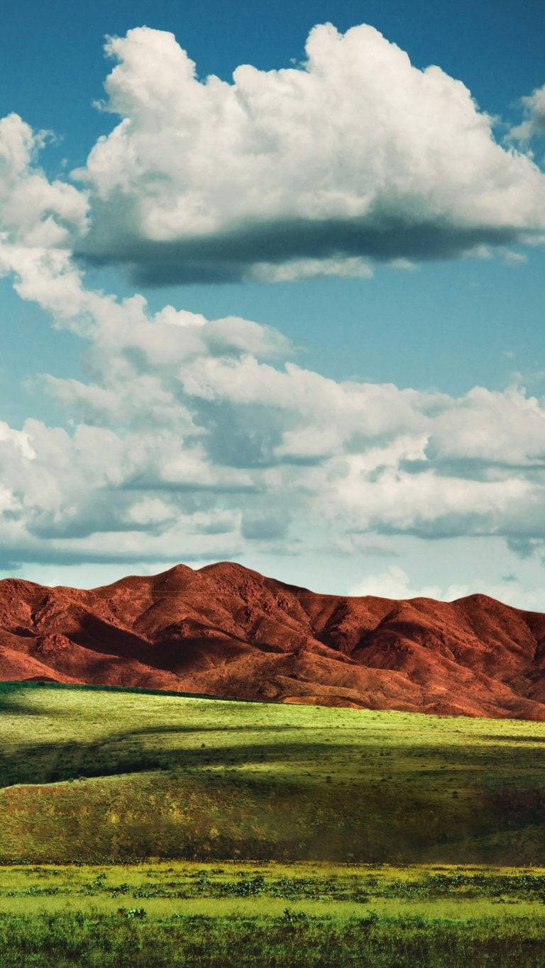 Huawei Honor, green fields, red mountains, HD Phone Wallpaper