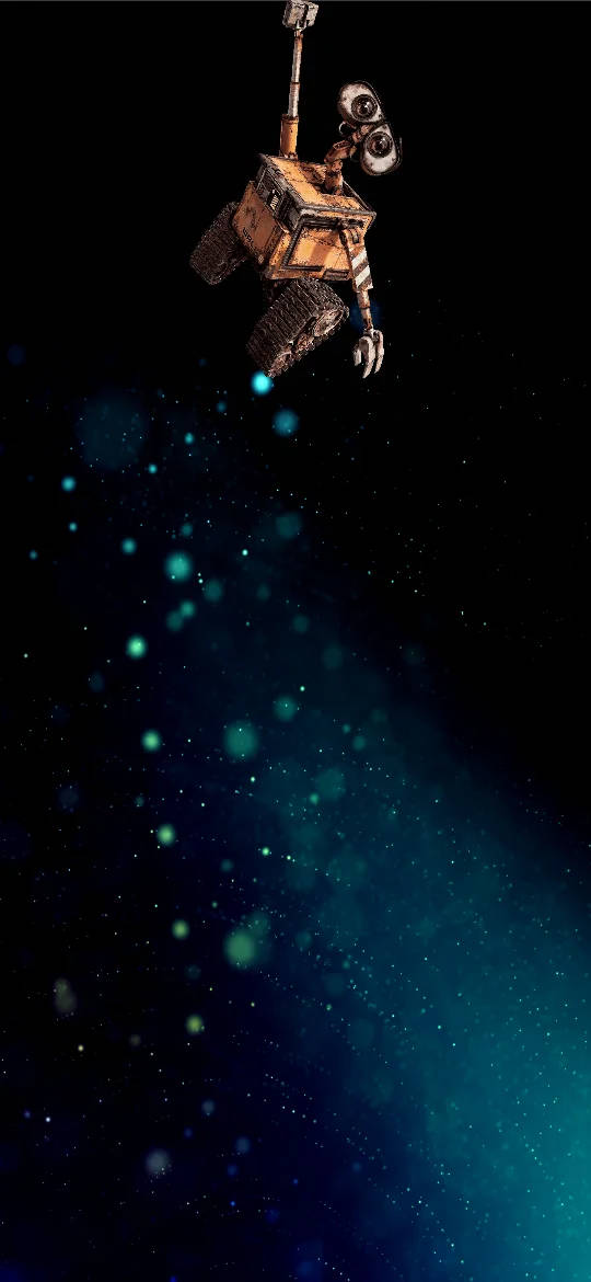 Huawei Honor, Wall-e, starry teal and black cosmic backdrop, SD Phone Wallpaper