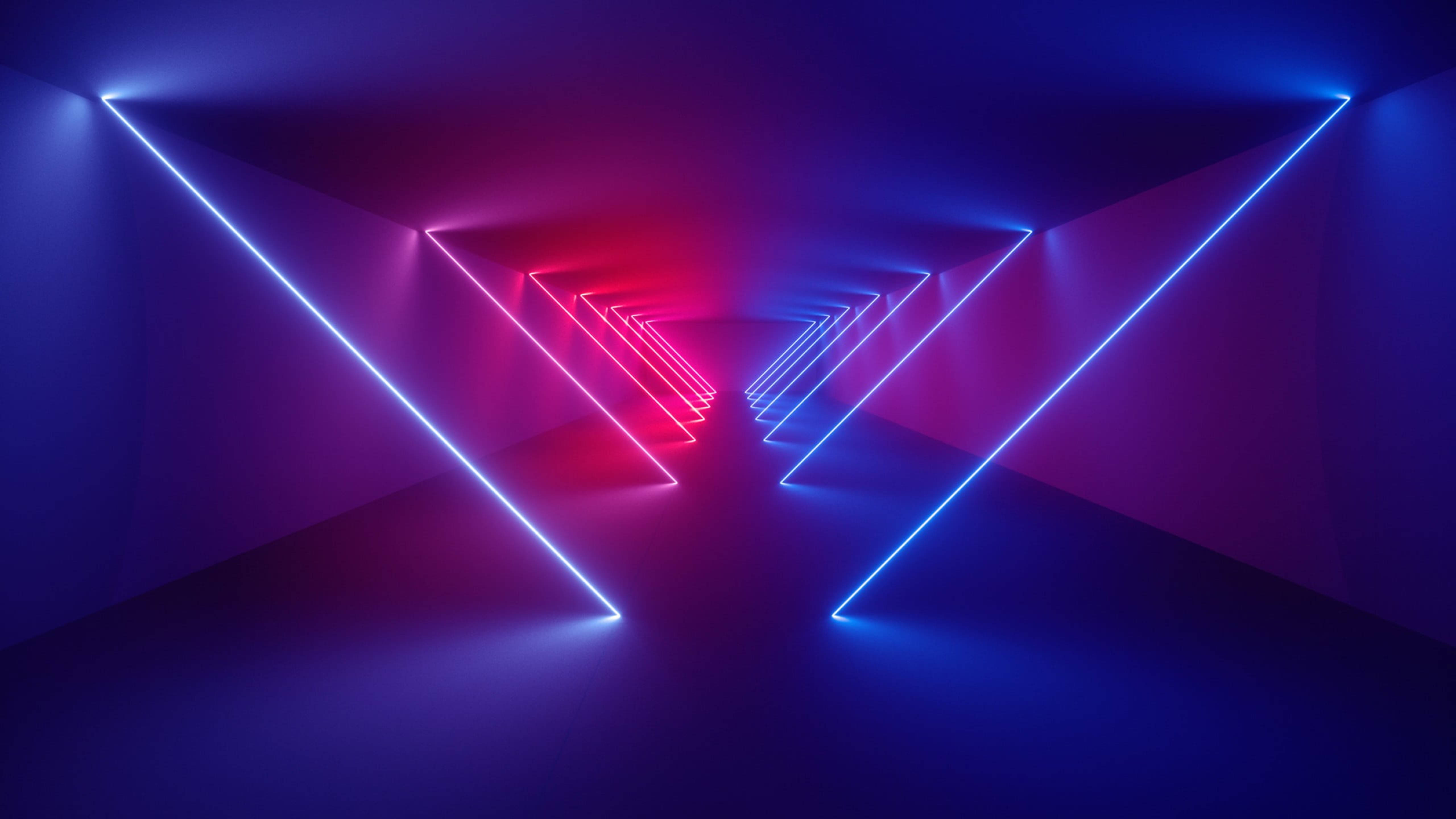 Huawei, neon triangles, electric blue, 5K Desktop Wallpaper