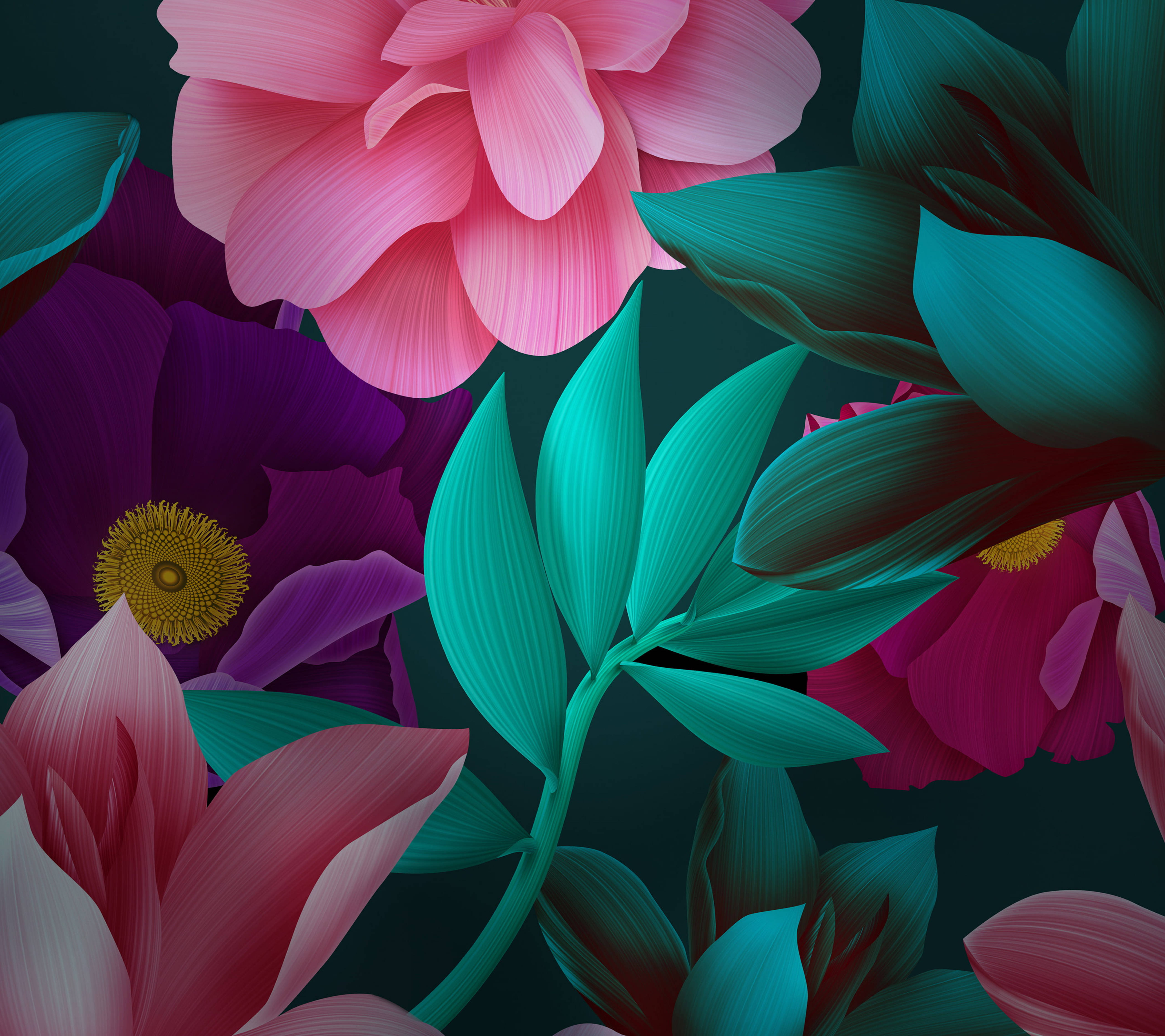 Huawei, Nature Flowers, pink, 5K Desktop Wallpaper