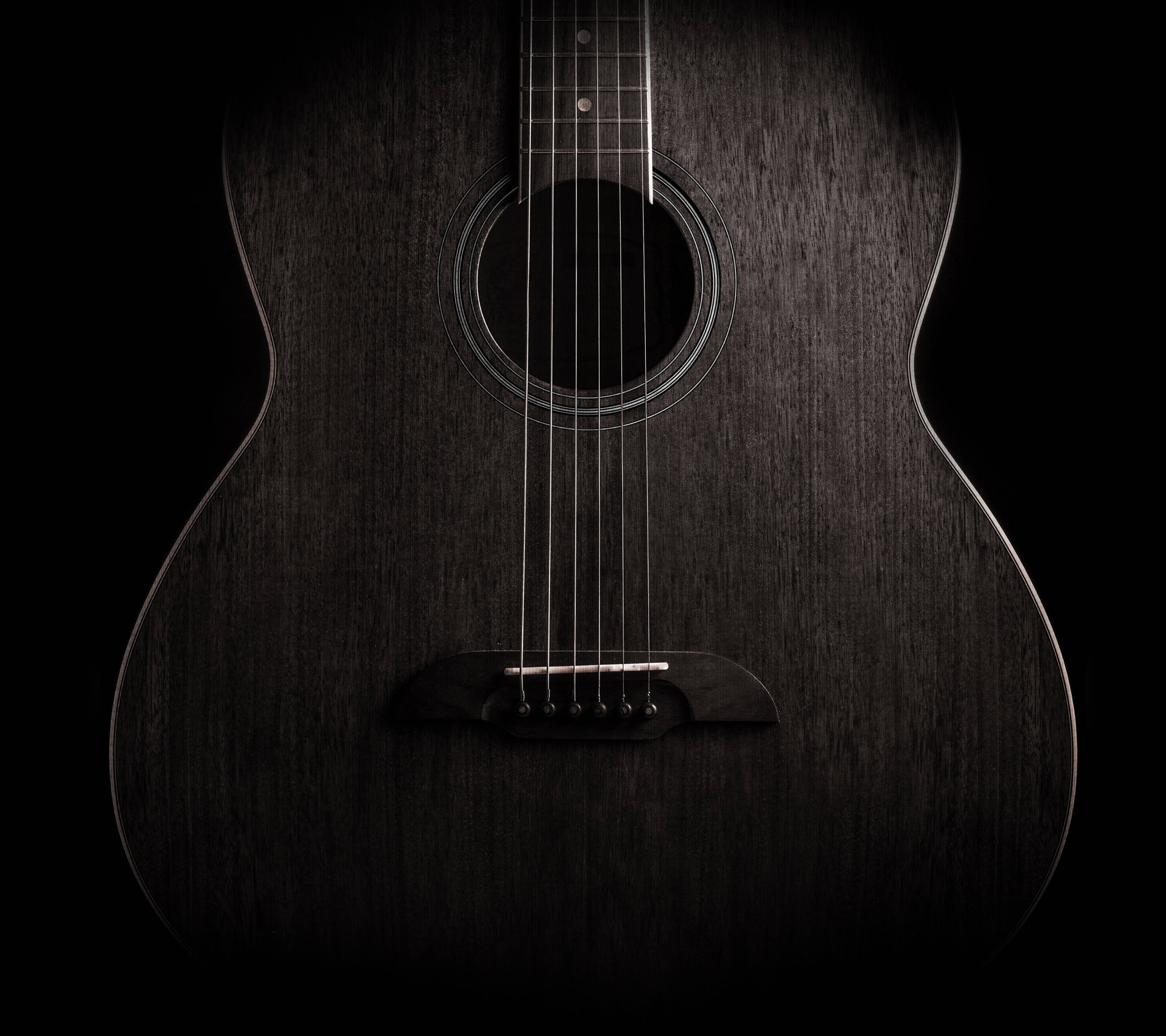 Huawei, guitar theme, dark wooden acoustic guitar, 5K Desktop Wallpaper