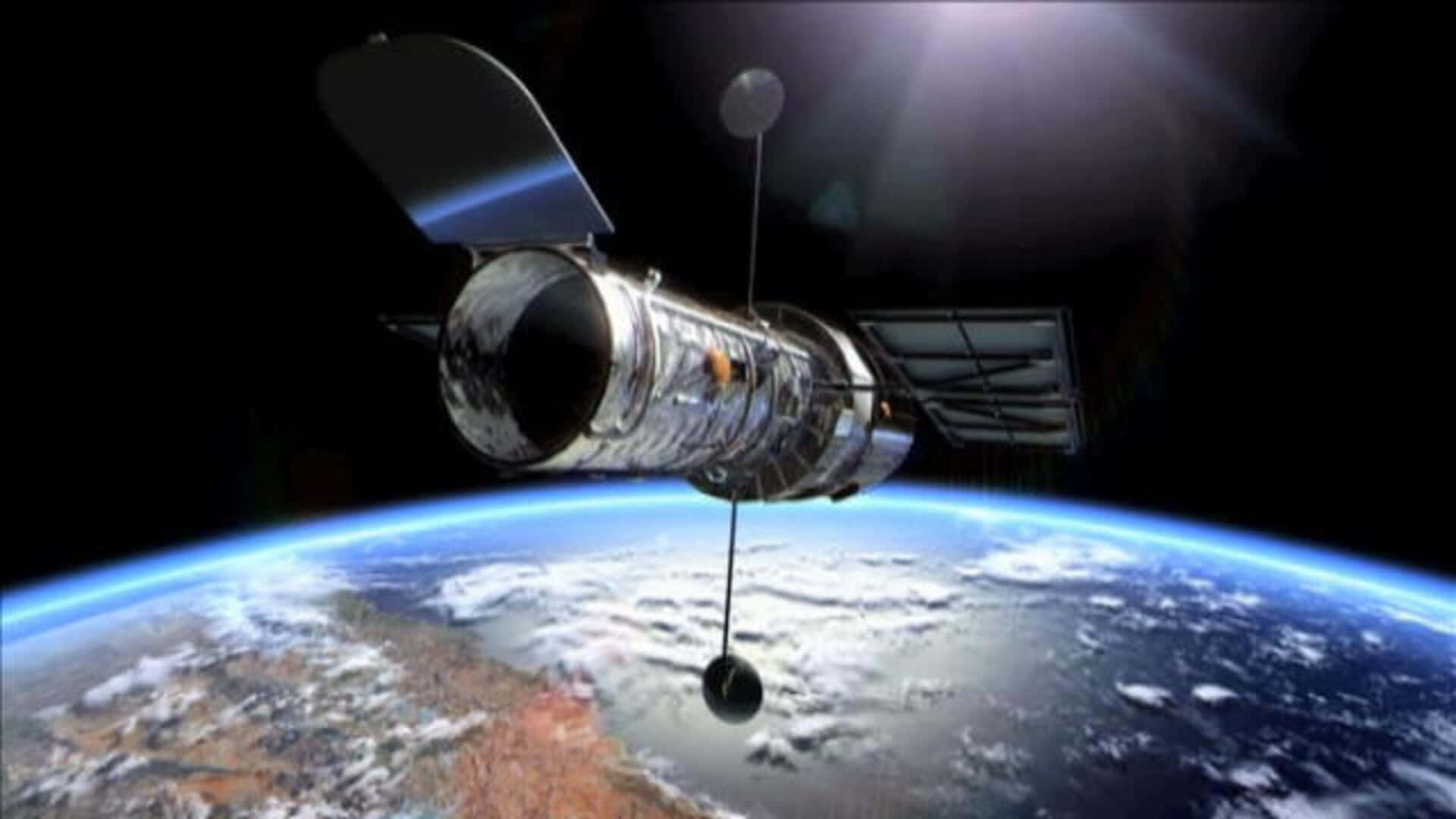 Hubble Space Telescope, Earth, blue atmosphere, Full HD Desktop Wallpaper