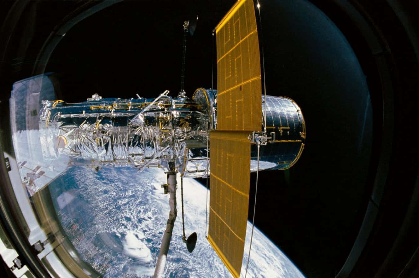 Hubble Space Telescope, Earth, blue and white clouds, HD Desktop Wallpaper