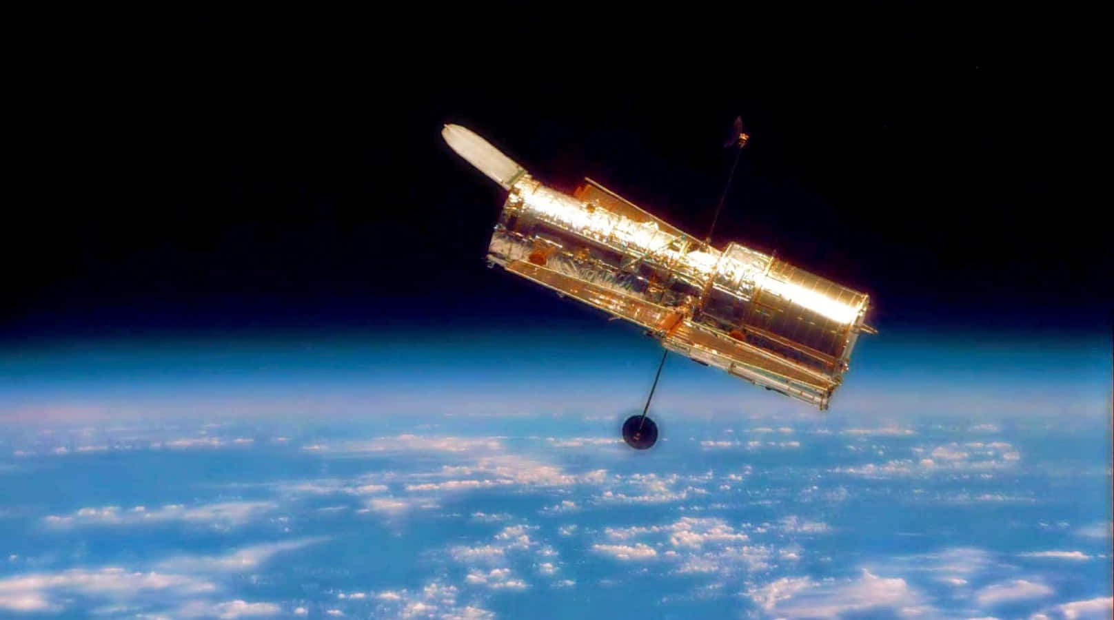 Hubble Space Telescope, gold, Earth, HD Desktop Wallpaper