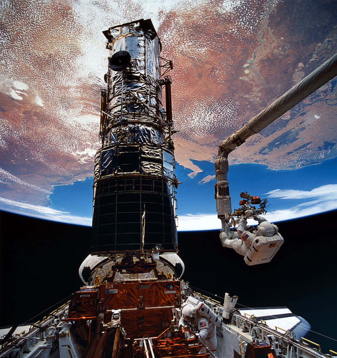 Hubble Space Telescope, Earth, swirling clouds, SD Phone Wallpaper