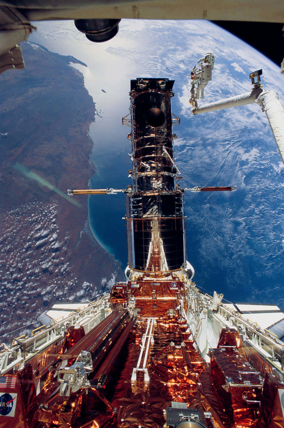 Hubble Space Telescope, space shuttle, Earth, HD Phone Wallpaper