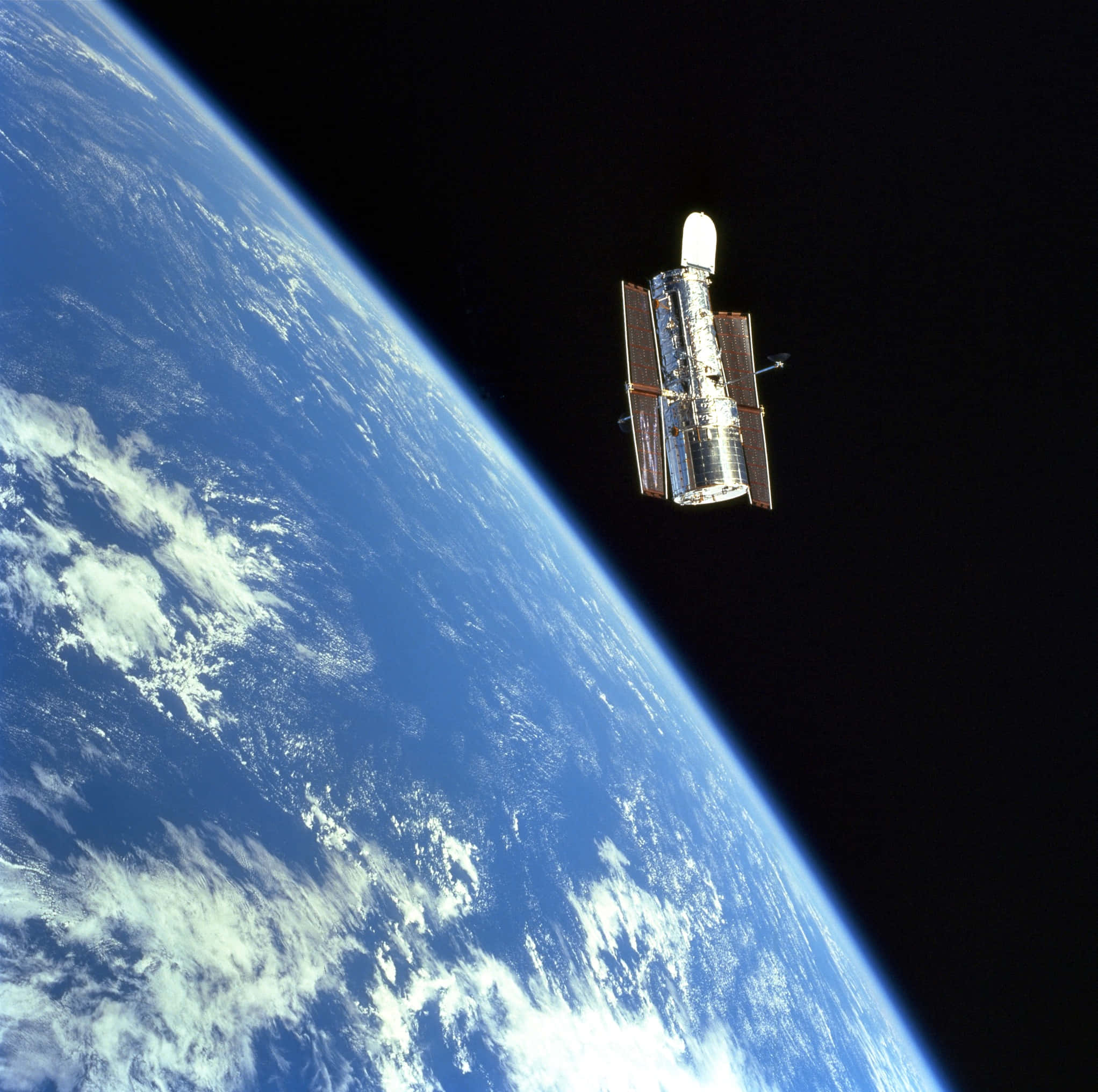 Hubble Space Telescope, Earth, blackness of space, Full HD Desktop Wallpaper