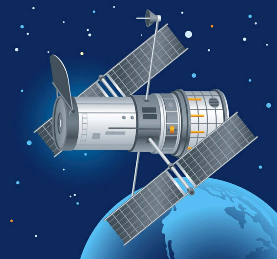 Hubble Space Telescope, solar panels, Earth, SD Desktop Wallpaper