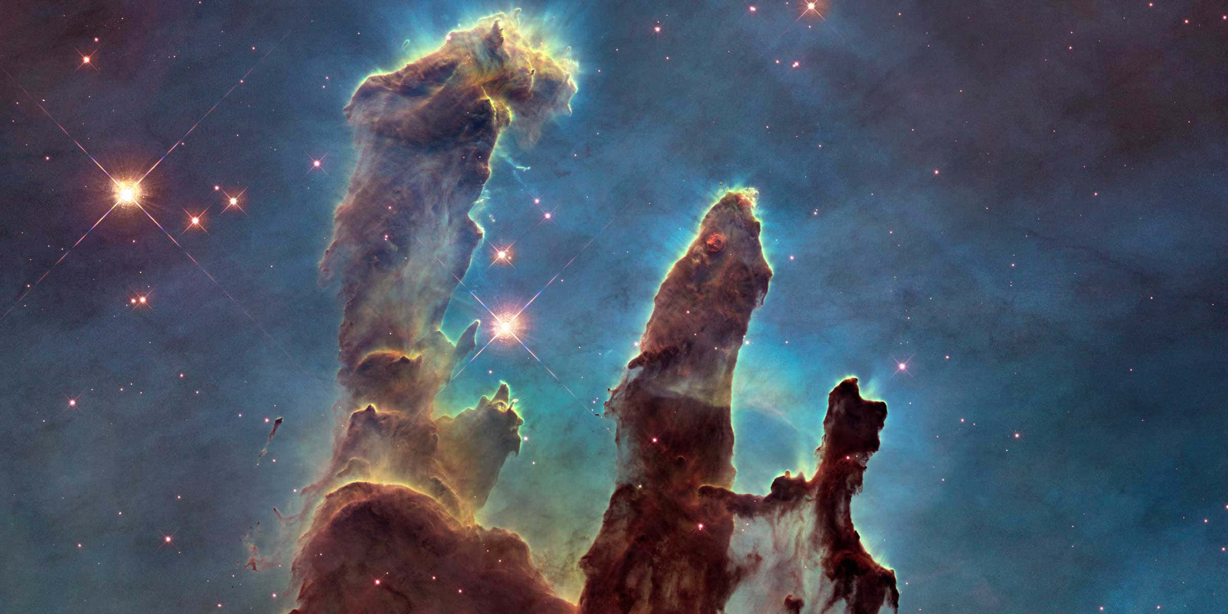 Hubble Telescope, cosmic pillars, starfield, Full HD Desktop Wallpaper