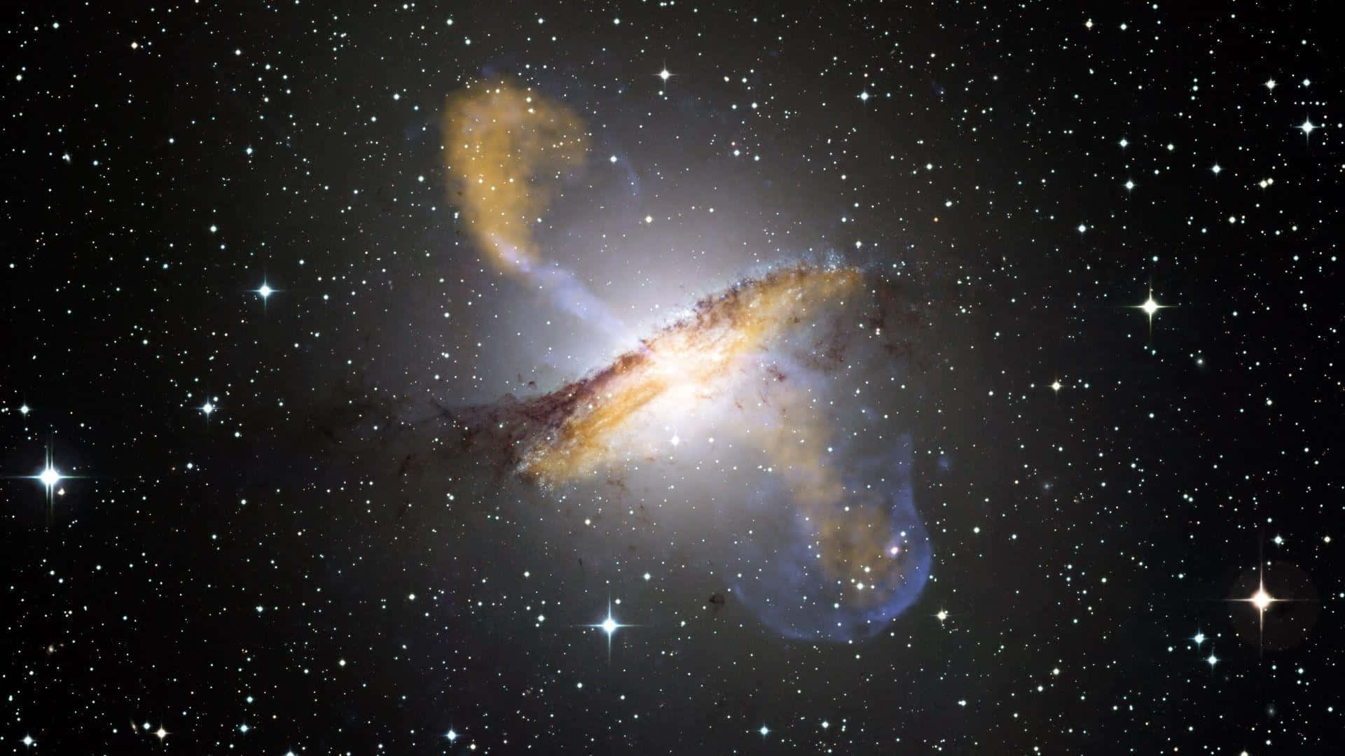 Hubble Space Telescope, spiral galaxy, golden arms, Full HD Desktop Wallpaper