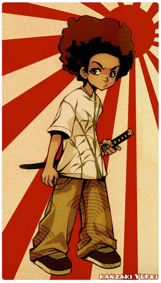 Huey Freeman, anime boy, afro, SD Phone Wallpaper