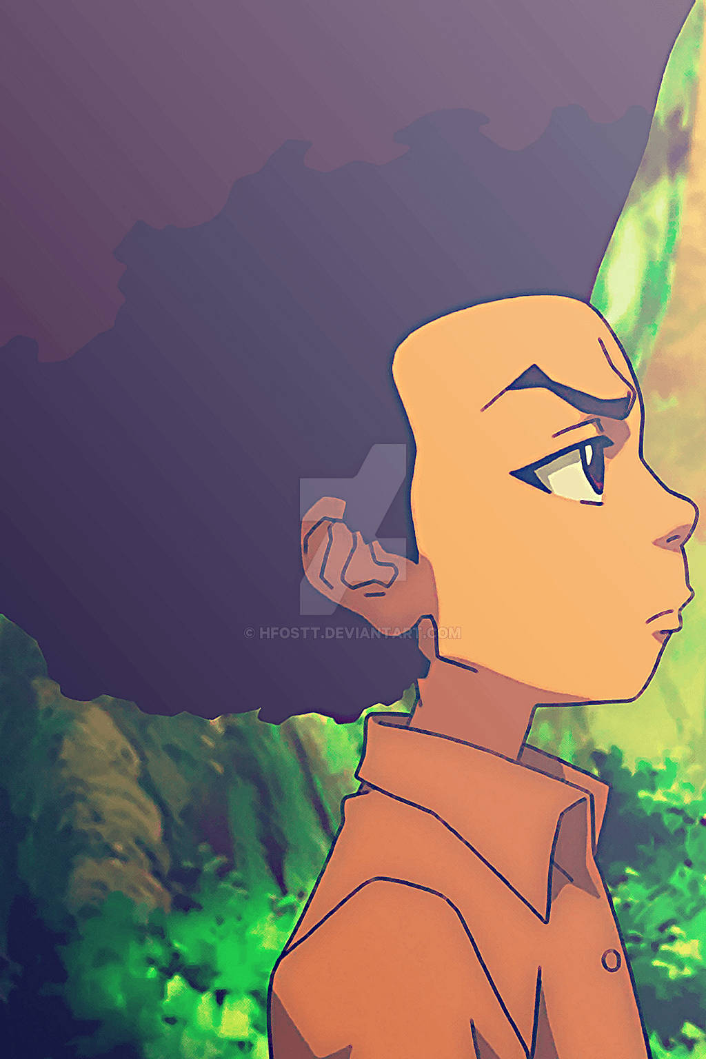 Huey Freeman, afro, vibrant green, HD Phone Wallpaper