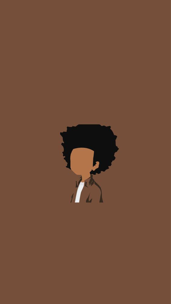 Huey Freeman, afro hairstyle, solid brown background, SD Phone Wallpaper