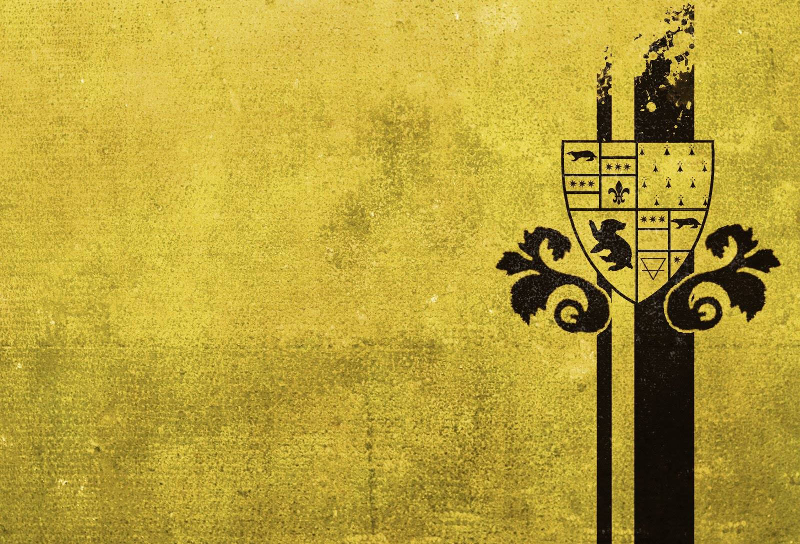 Hufflepuff, yellow grunge, black heraldic crest, HD Desktop Wallpaper