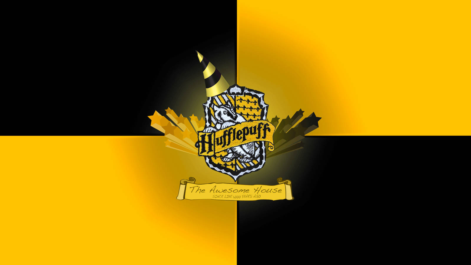 Hufflepuff, black and yellow, Hufflepuff crest, HD Desktop Wallpaper