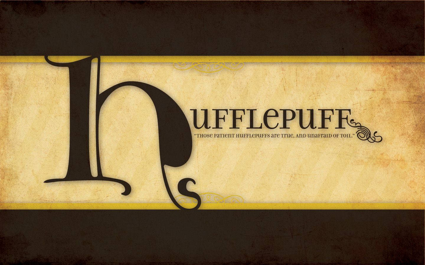 Hufflepuff, vintage parchment banner, ornate black lettering, HD Desktop Wallpaper