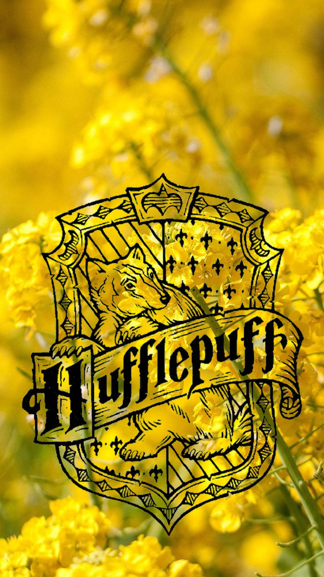 Hufflepuff, Hufflepuff crest, yellow rapeseed field, Full HD Phone Wallpaper