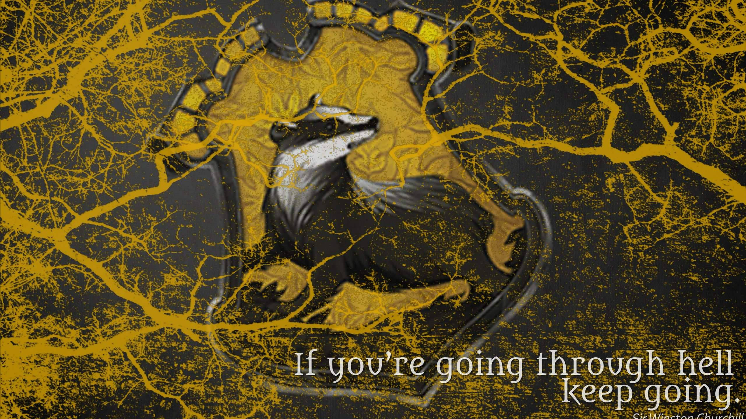 Hufflepuff, badger, shield emblem, 2K Desktop Wallpaper