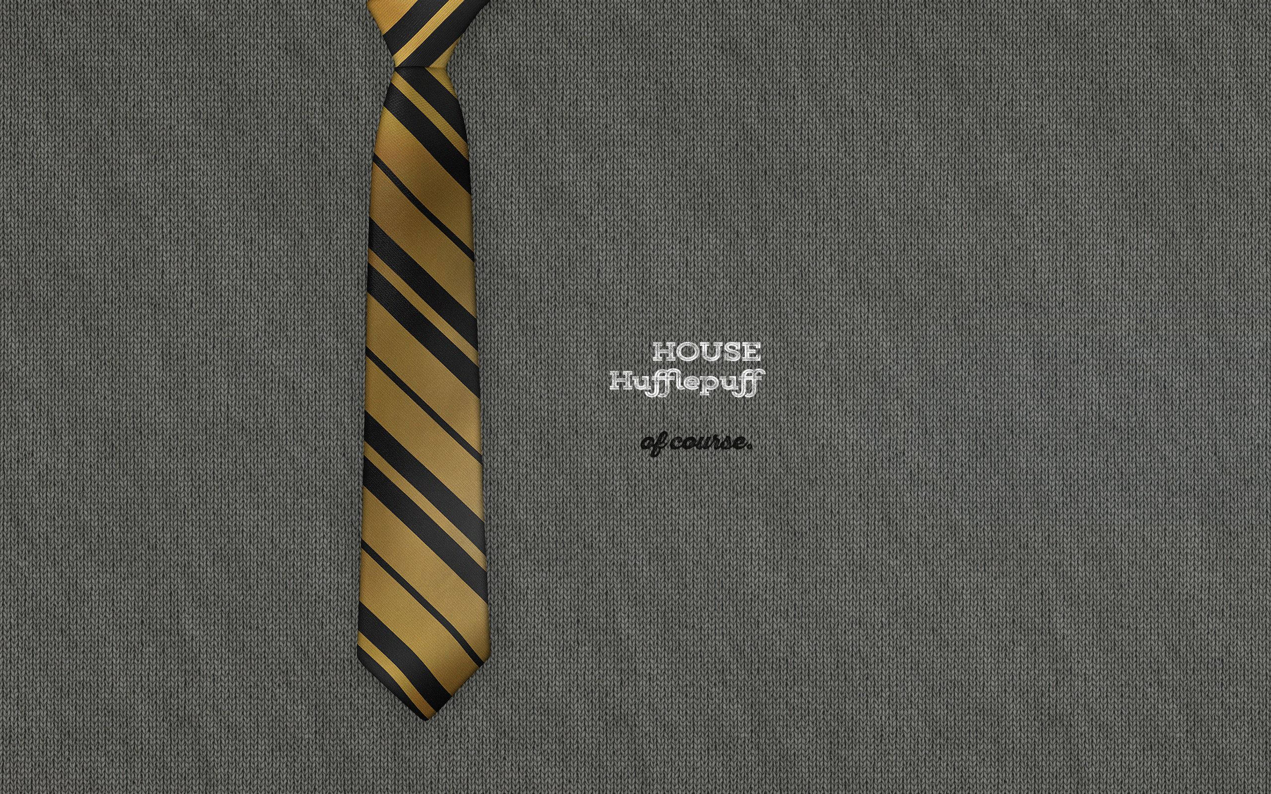 Hufflepuff, gold and black striped, embroidered house text, 2K Desktop Wallpaper