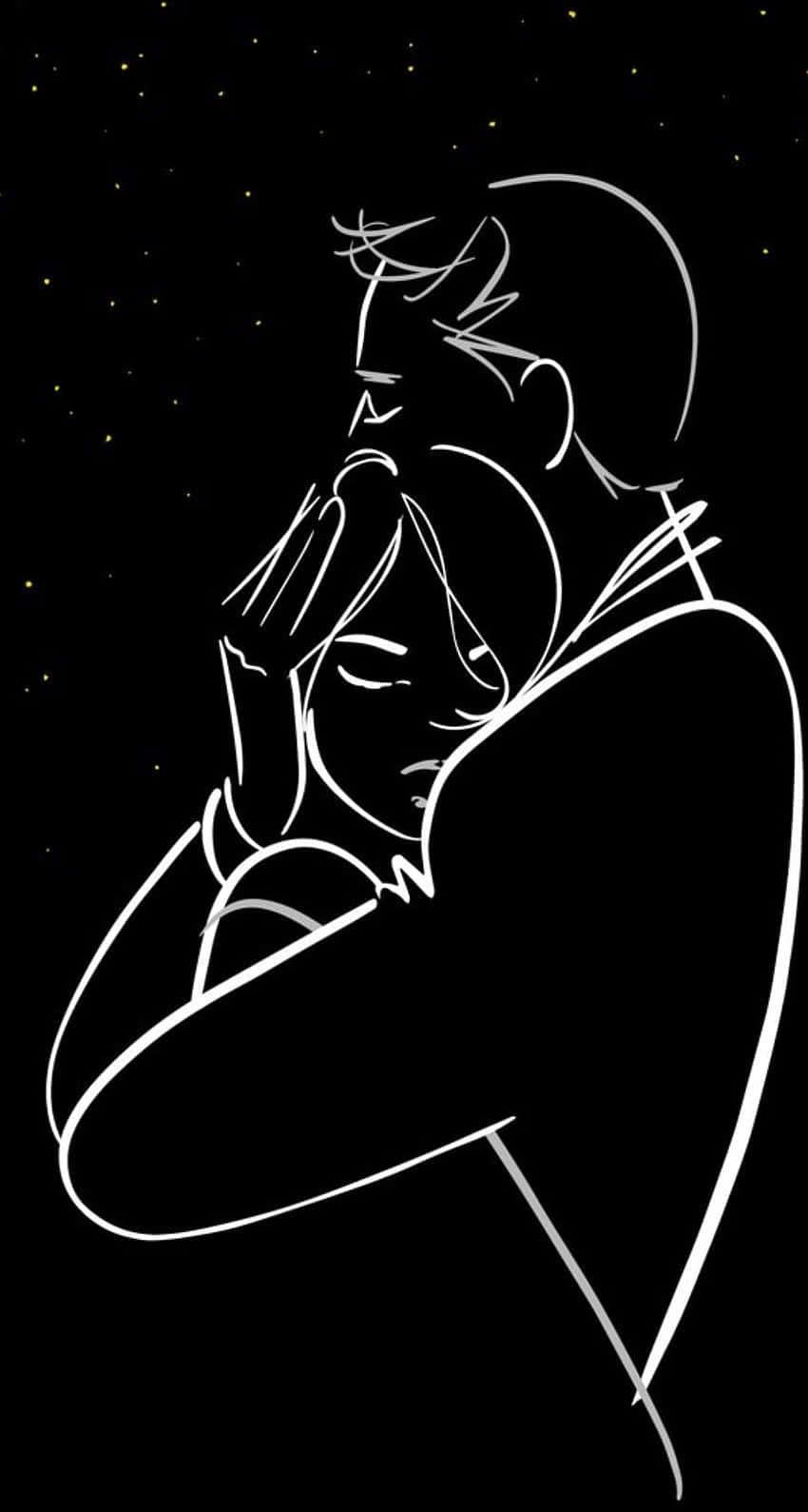 white line art, couple, embrace, HD Phone Wallpaper