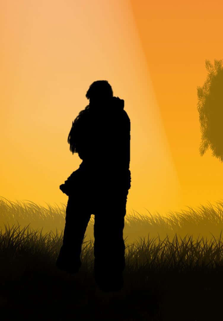 silhouette, person, child, SD Phone Wallpaper