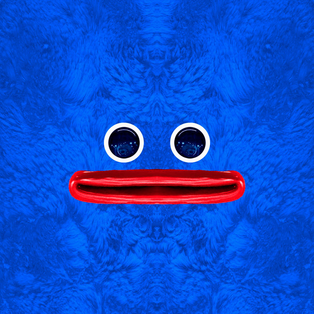 Huggy Wuggy, blue fur, large white-rimmed eyes, SD Desktop Wallpaper