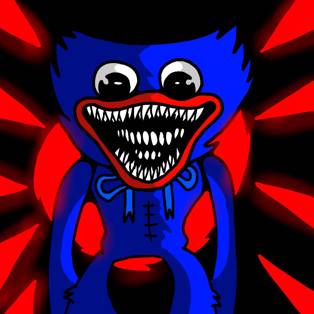 Huggy Wuggy, glowing spikes, blue monster, SD Desktop Wallpaper