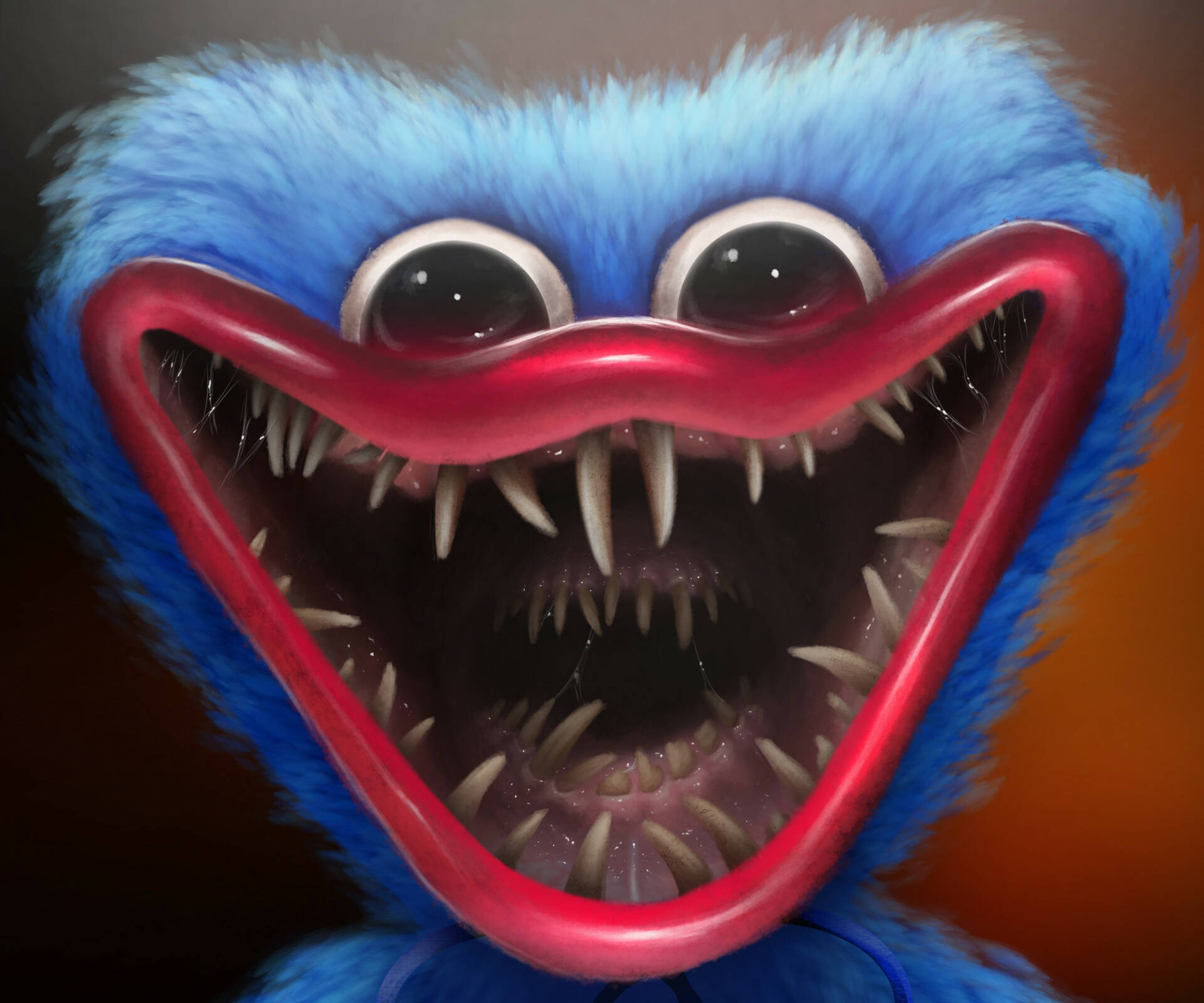 Huggy Wuggy, blue, furry monster, Full HD Desktop Wallpaper