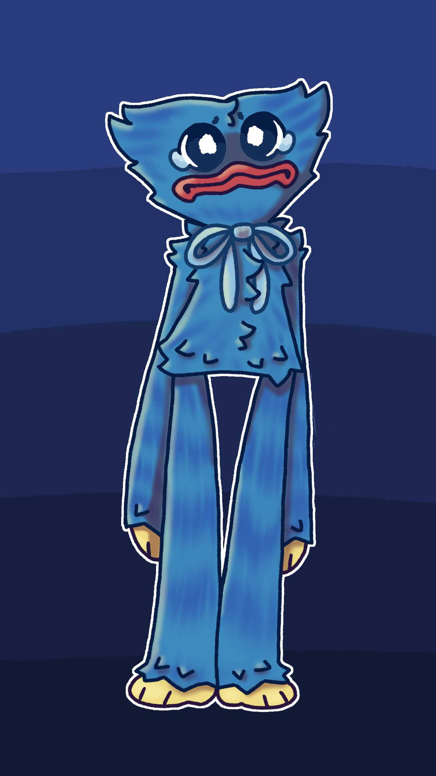 Huggy Wuggy, blue cartoon character, large eyes, 2K Phone Wallpaper