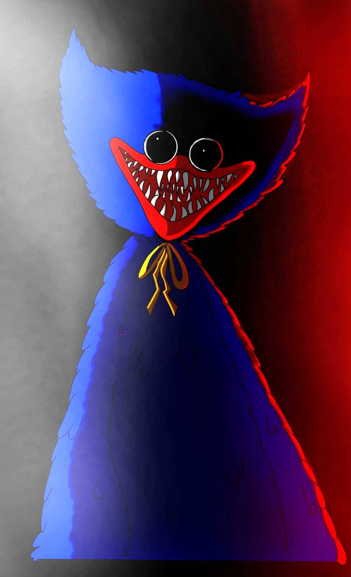 Huggy Wuggy, white and red lights, blue creature, Full HD Phone Wallpaper