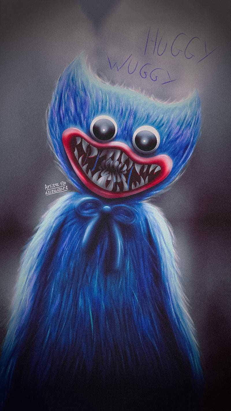 Huggy Wuggy, blue furry monster, sharp teeth, HD Phone Wallpaper