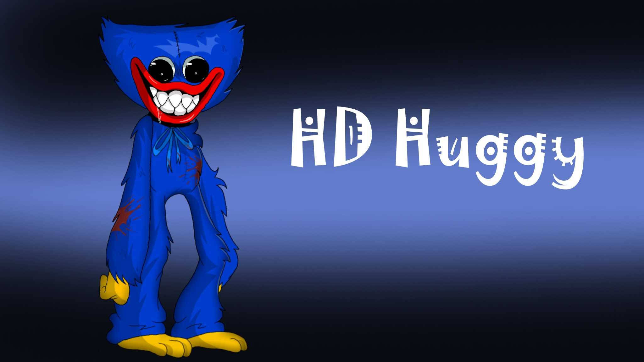 Huggy Wuggy, blue cartoon monster, wide toothy grin, Full HD Desktop Wallpaper