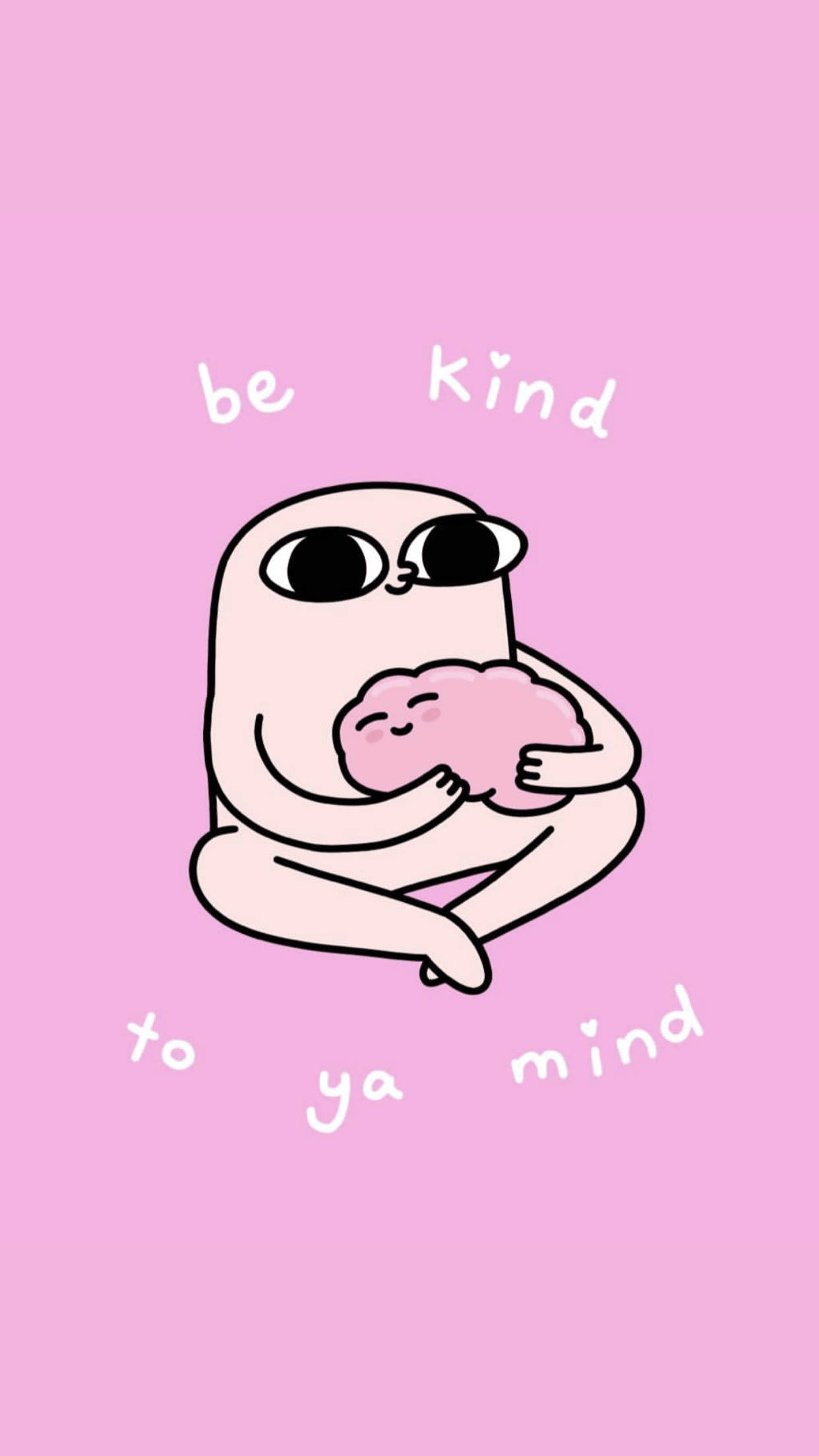 Huggy, pink cartoon character, smiling brain, Full HD Phone Wallpaper