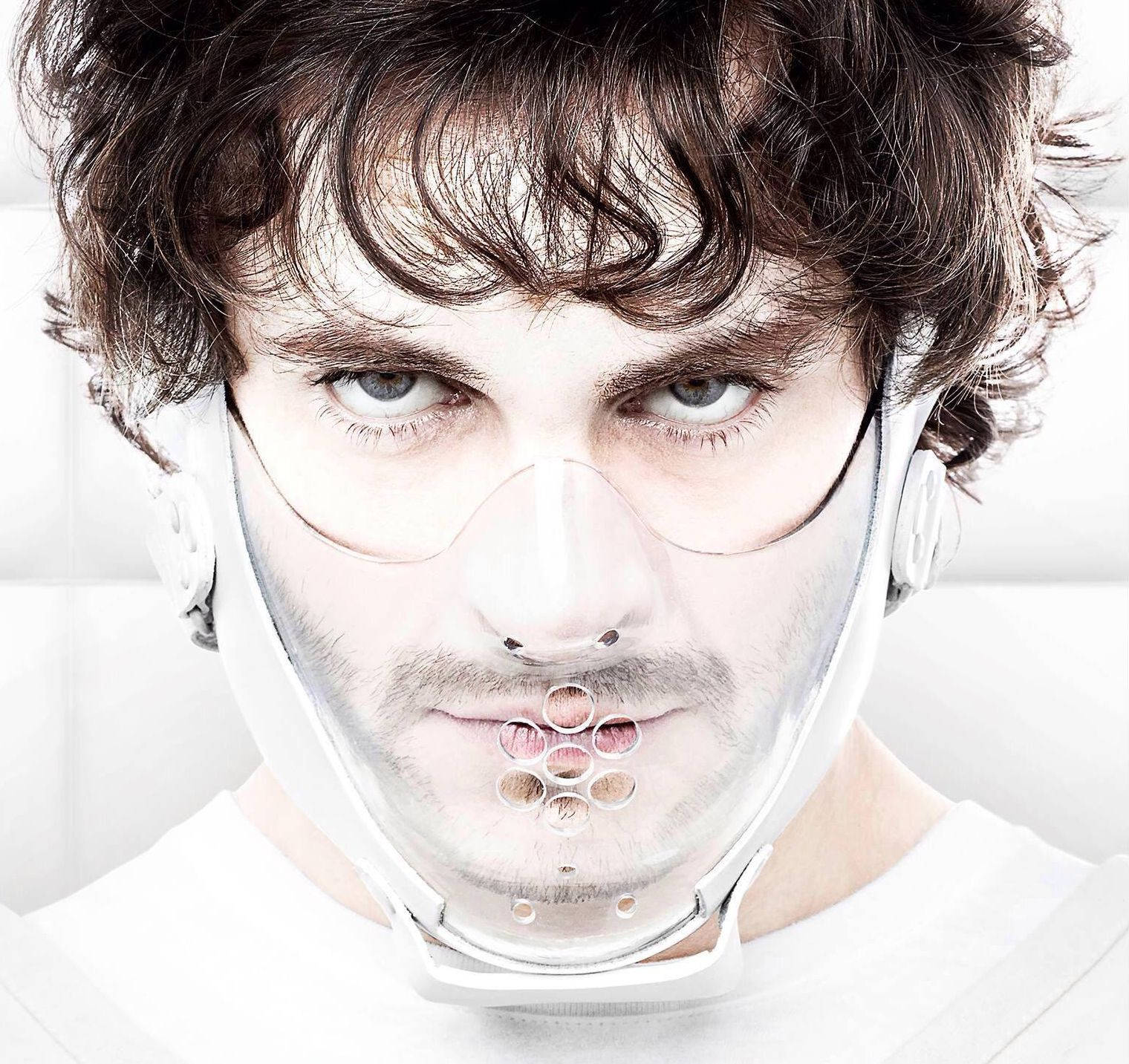 Hugh Dancy, dark curly hair, clear plastic face mask, HD Desktop Wallpaper
