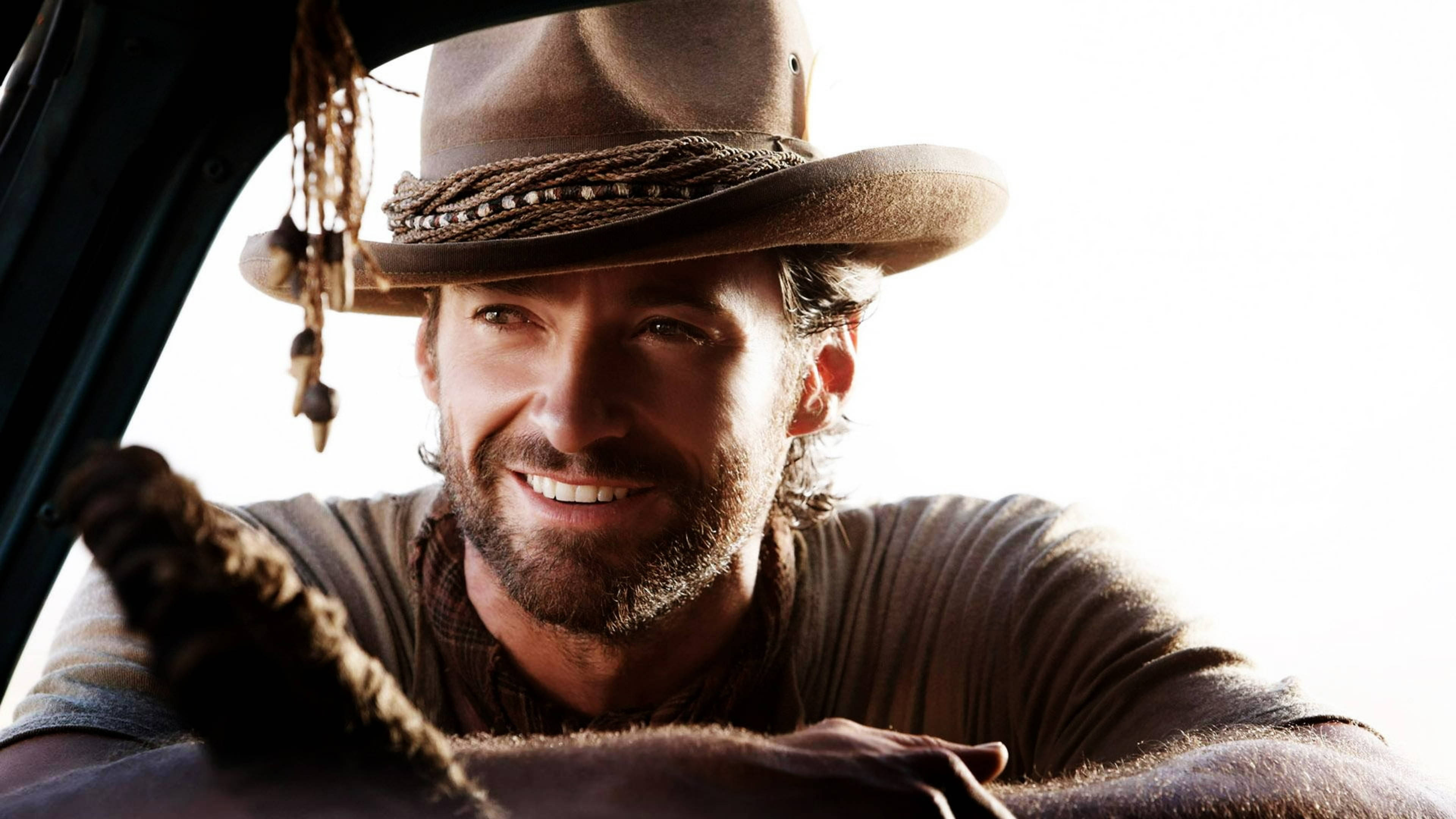 Hugh Jackman, cowboy hat, vehicle, 4K Desktop Wallpaper