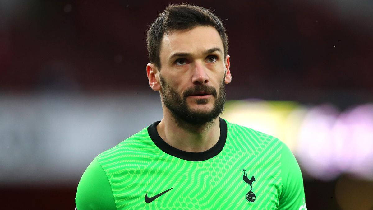 Hugo Lloris, bright green jersey, black collar, SD Desktop Wallpaper