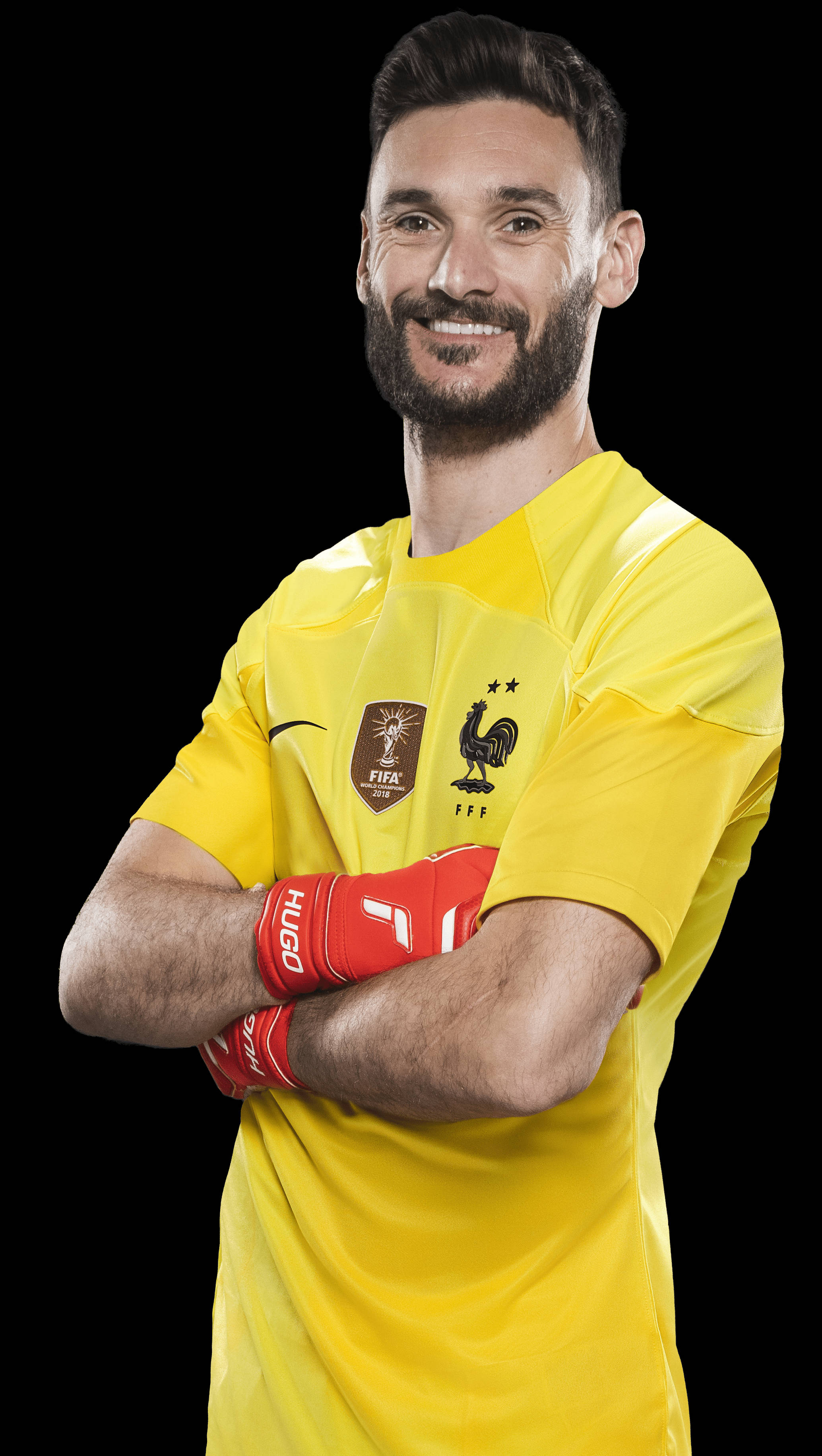 Hugo Lloris, bright yellow jersey, red gloves, 2K Phone Wallpaper