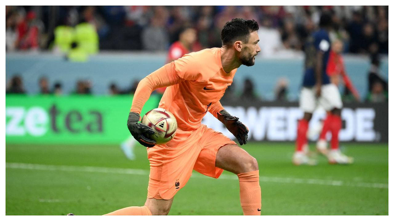 Hugo Lloris, soccer ball, bright orange uniform, HD Desktop Wallpaper