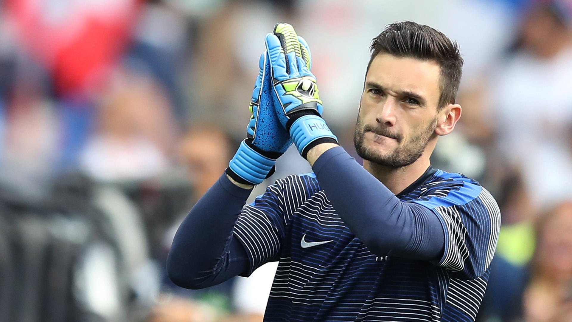 Hugo Lloris, blue gear, bright field, Full HD Desktop Wallpaper