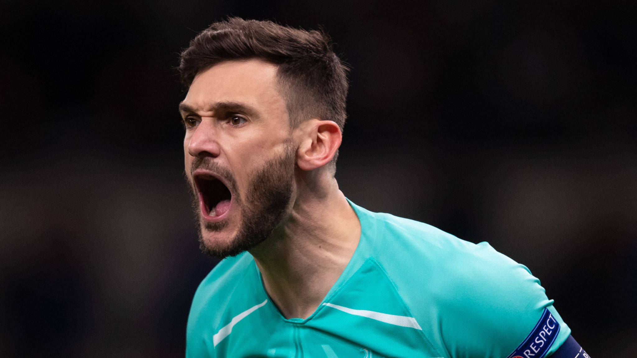 Hugo Lloris, teal jersey, soccer goalkeeper, Full HD Desktop Wallpaper