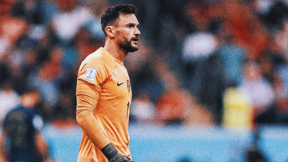 Hugo Lloris, orange jersey, stadium pitch, SD Desktop Wallpaper