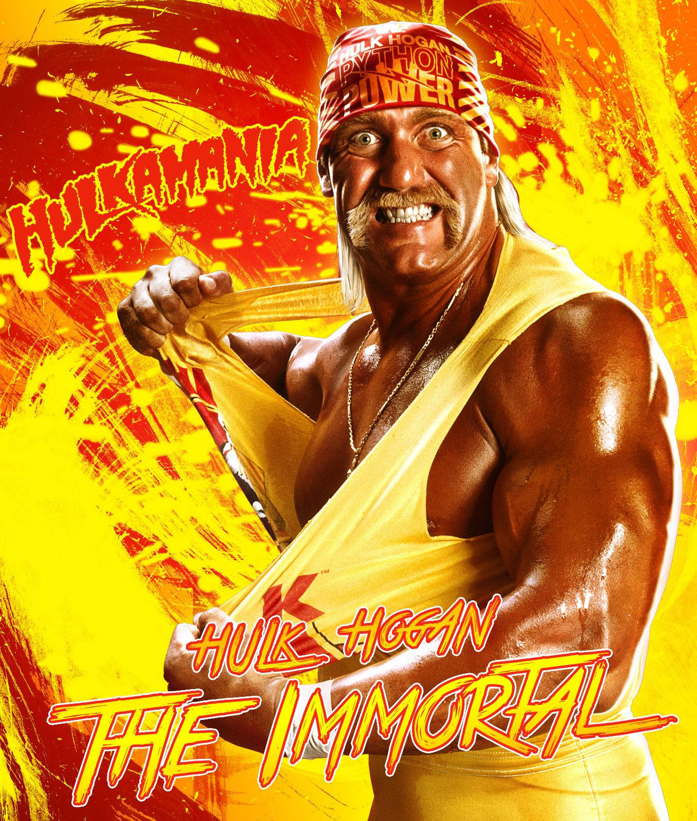 Hulk Hogan, yellow tank top, red bandana, HD Phone Wallpaper