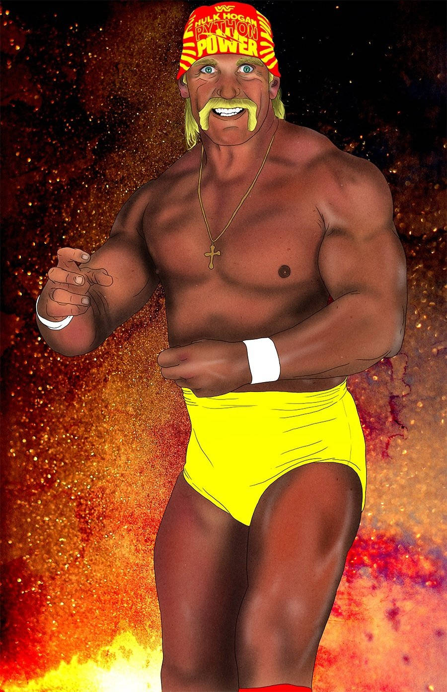 Hulk Hogan, yellow trunks, red bandana, HD Phone Wallpaper