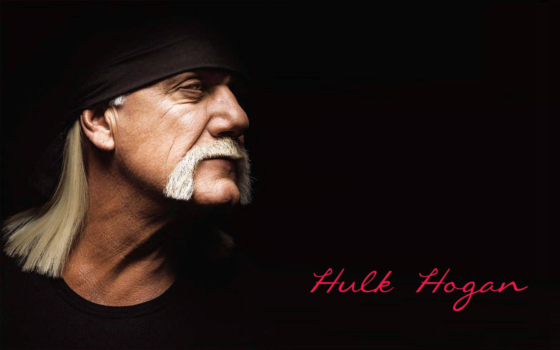Hulk Hogan, black background, pink script, Full HD Desktop Wallpaper