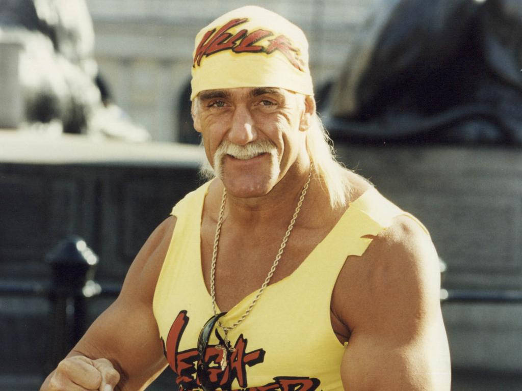 Hulk Hogan, yellow wrestling gear, mustache, SD Desktop Wallpaper