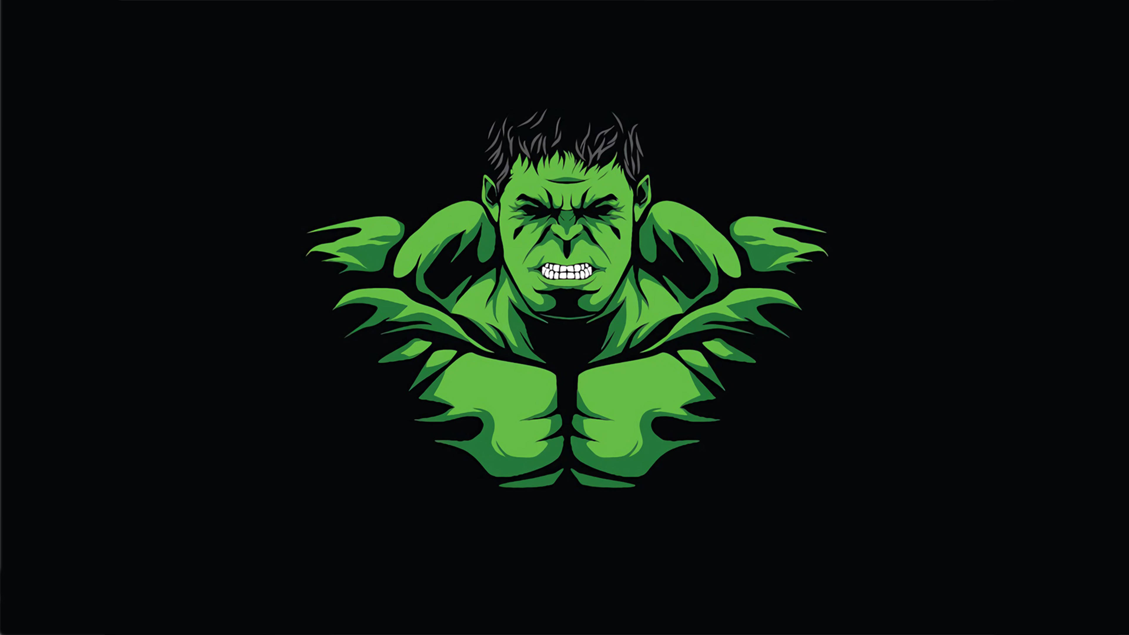 Hulk, green, black background, 4K Desktop Wallpaper