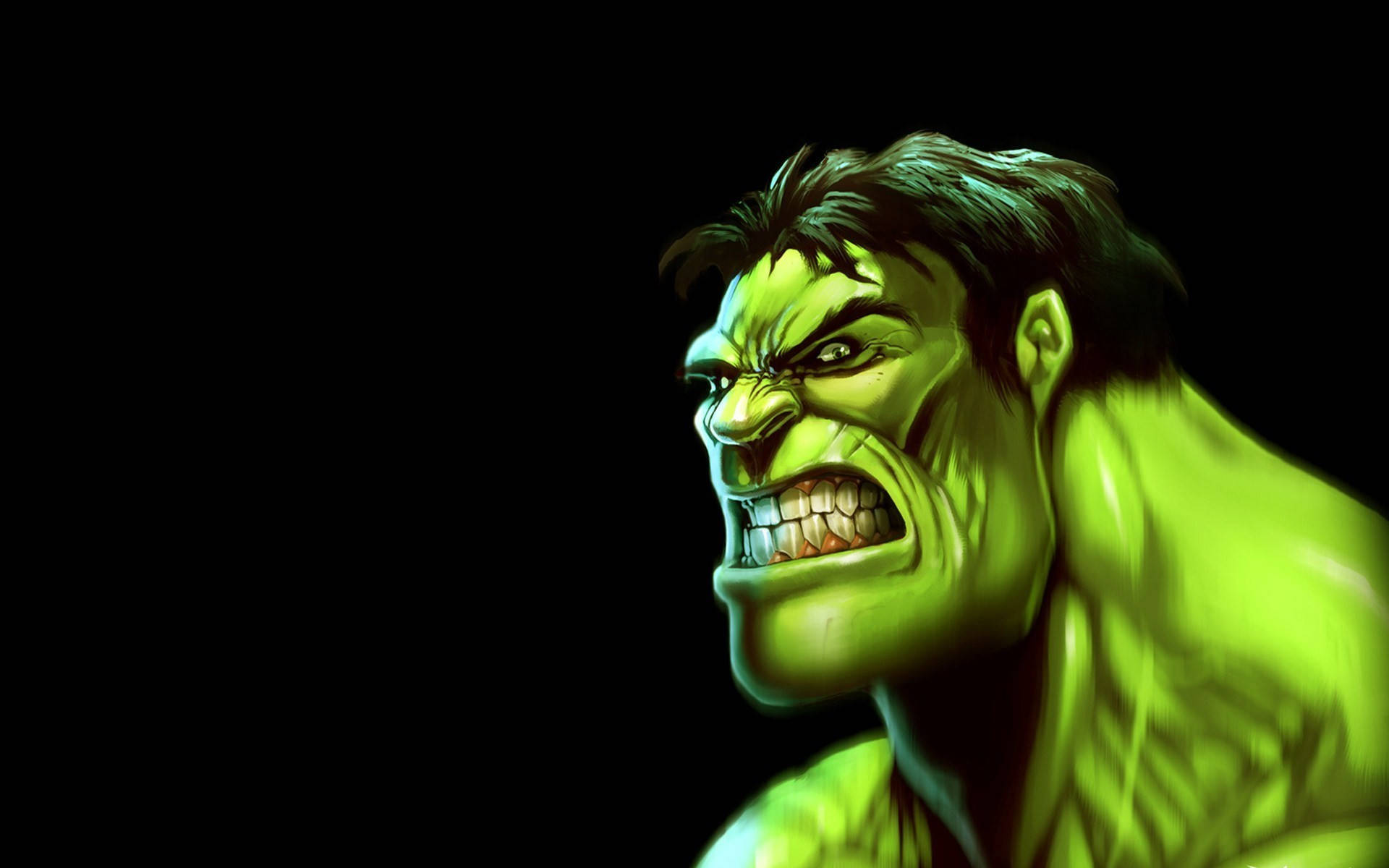 The Hulk, green Hulk, stark black background, Full HD Desktop Wallpaper