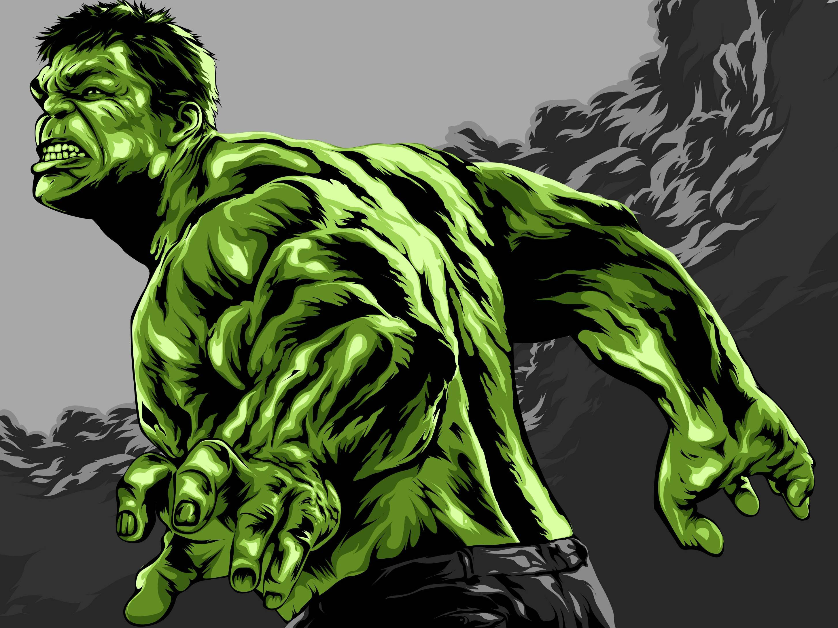 Hulk, green, roars, 2K Desktop Wallpaper